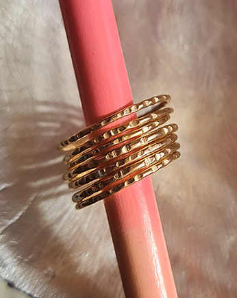 Zestaw 6 obrączek TIDE mosiądz, COCONUT