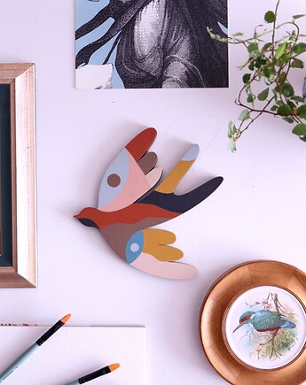 Jaskółki drewniany dekor, na_ha_ku