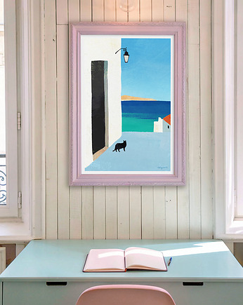 Plakat - Morski widok z kotem, minimalmill