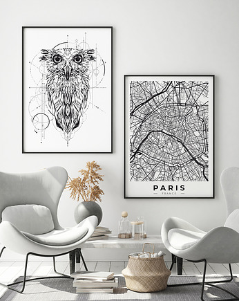 Zestaw plakatów Paryż i Sowa, OKAZJE - Prezenty pod Choinkę