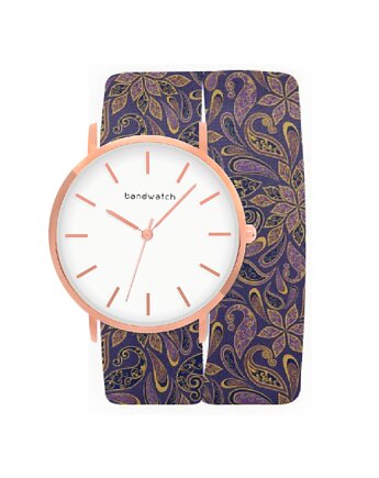 Zegarek damski wiązany - Bohemian violet - Tarcza Różowe złoto, Bandwatch
