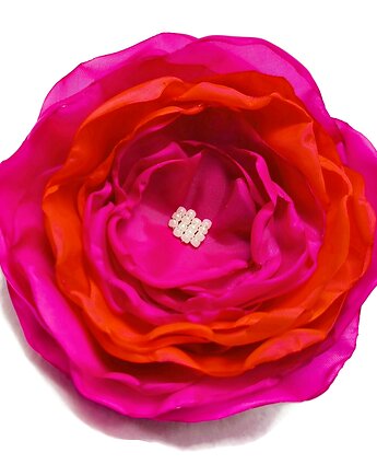 Broszka fuksja z czerwienią 13cm kwiat, Made by Joan