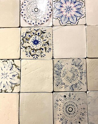 Płytki ceramiczne Rozeta Mix duże, ręcznie robione kafle z unikalnymi wzorami, Ceramika Nastawka