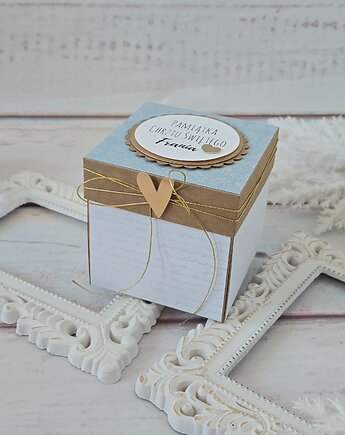 Pamiątka Chrztu Świętego, koperta, exploding box, Little Bunny Craft