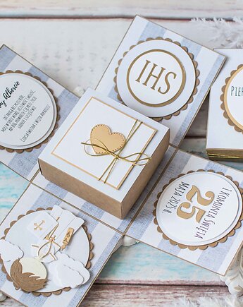 Pamiątka Pierwszej Komunii Świętej, exploding box, LittleBunnyCraft