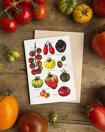 Pomidory-  Kartka- Grafika- Ilustracja- Warzywniak, BOSKE