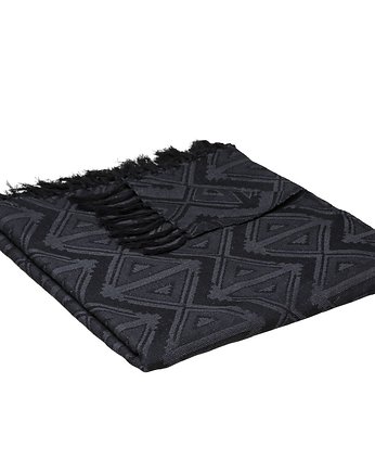 Koc Bawełniany Narzuta na Łóżko Pled na Łóżko Black 130x180 cm, MIA home