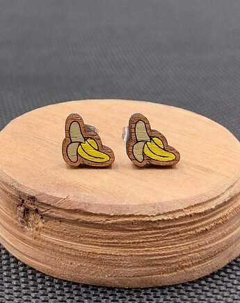 Kolczyki drewniane BANANY, SIAMIL ART