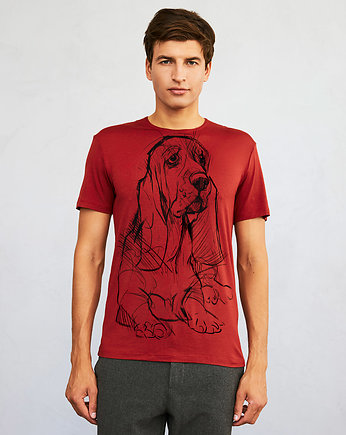 Basset Dog Men's T-shirt marsala, SELVA