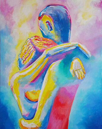 Duży obraz olej na płótnie nowoczesny kochankowie, alice oil on canvas