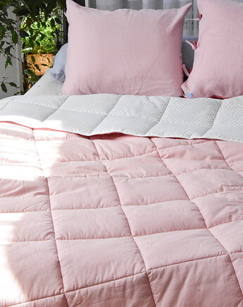 Bawełniana kołdra bezposzewkowa 200x200cm, różowy, szare kropki, Linen House