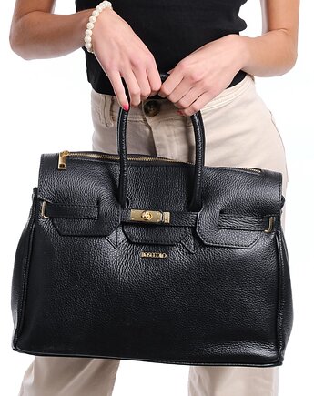 Torba skórzana Shopper - czarna  (7117), BOSCCOLO