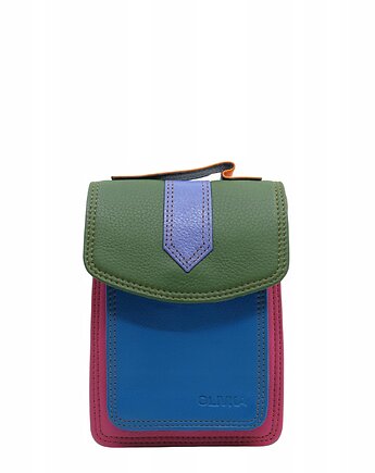 Torebka na telefon skórzana damska listonoszka z rączka i szlufką na pasek, Olivka Warsaw