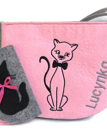 Torebeczka z kotem, portfelik, kot, Made by Joan