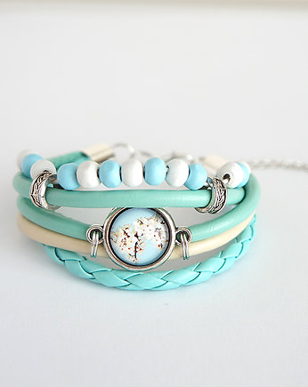 Bransoletka - Kwitnące kwiaty - drewniane korale, yenoo