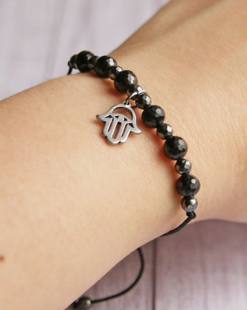 OCHRONNA bransoletka - czarny turmalin, hamsa, kaktusia