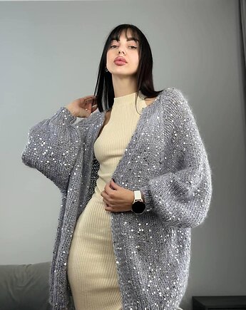 Kardigan z cekinami, OKSI_KNIT