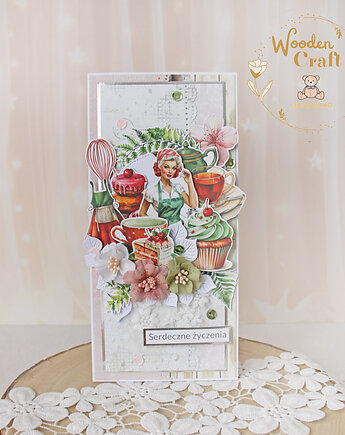 Kobieca kartka urodzinowa, prezent na urodziny "Cooking" GOTOWA, Lulaczkowo