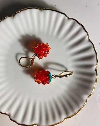 Kolczyki ze szkła i stali chirurgicznej maliny, MaLa Jewellery