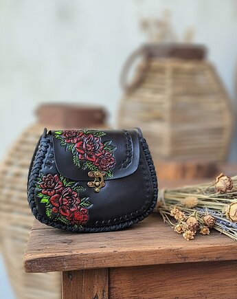 Torebka skórzana ręcznie robiona Lia czarna, SempreArte