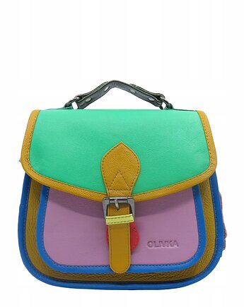 Torebka damska kolorowa skórzana skóra naturalna rączka pasek OLIVKA, Olivka Warsaw