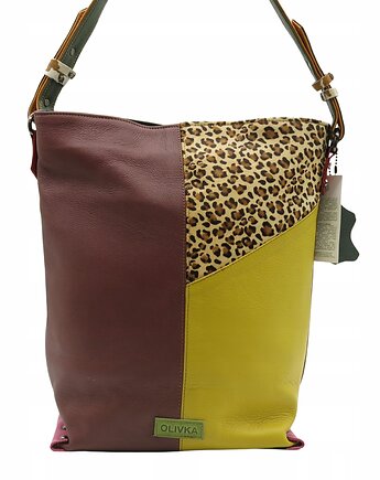 Torebka skórzana damska na ramię, mieści format A4 pojemna OLIVKA, Olivka Warsaw