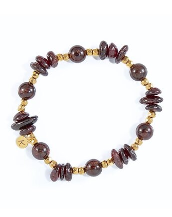 Bransoletka z bordowych kamieni - Wersja Pozłacana, Kulka Bransoletki