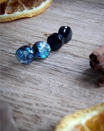 Podwójne kolczyki z brokatem, Figa handmade accessories