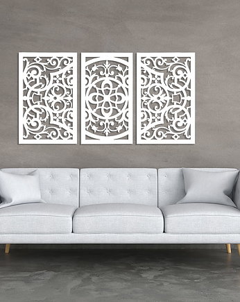 DEKORACYJNY TRYPTYK AŻUROWY, FLORELLE, DEKORACJA ŚCIENNA 3D,  ORNAMENT, 72 x , ORNAMENTI