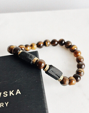 Bransoletka męska Tygrysie Oko i Turmalin, Chmolowska Jewellery