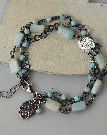 Larimar w srebrze - bransoletka, Sunflower Kornelia Kubinowska