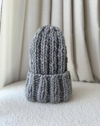 Gruba szara czapka, SZYSZKA sztrykuje