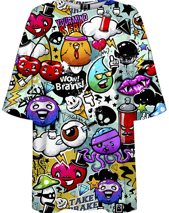 DR.CROW T-shirt Damski Oversize Graffiti Bizarre, DrCrow