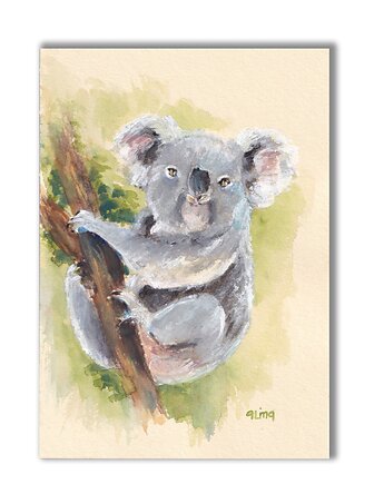 Koala. Akwarela ręcznie malowana, Galeria Alma