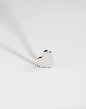 Rhodium Plated Matt Heart Necklace, OKAZJE - Prezent na Walentynki