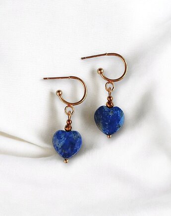 Kolczyki serduszka LAPIS LAZULI : wyjątkowy prezent, kaktusia