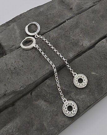 Kolczyki srebrne Misterne rozety na łańcuszkach, RayOfArt