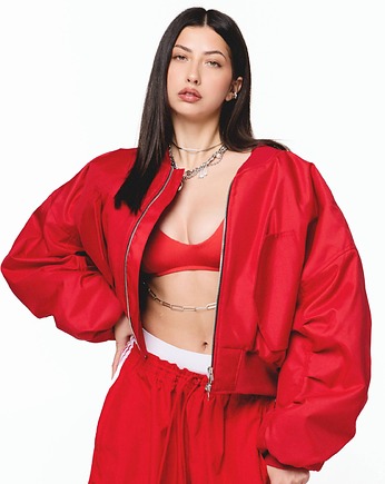 Krótka kurtka bomber cherry red, REST Factory