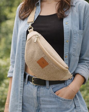 Nerka damska z nubuku i plecionki Beżowa, sabi tatka