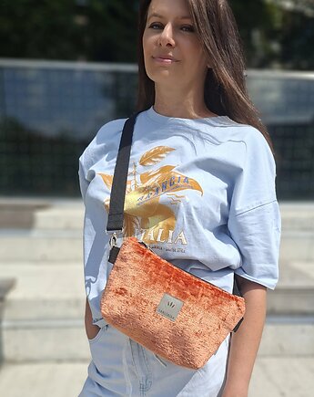 Torebko nerka z pluszowej tkaniny Ceglasta, sabi tatka