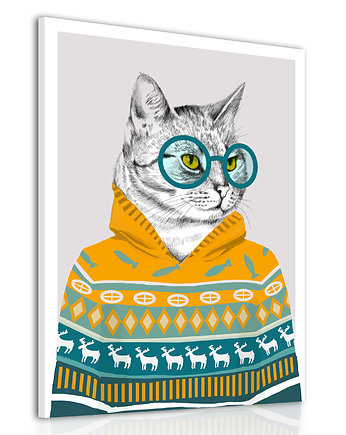 OBRAZ NA PŁÓTNIE -  Kot w swetrze, OKAZJE - Prezent na Ślub