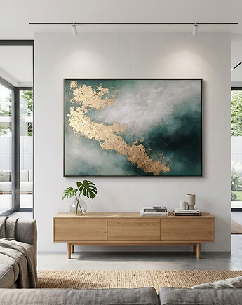 W OBJĘCIACH NATURY Abstrakcyjny obraz ręcznie malowany, 100x70 cm, Anna Jatczak Art