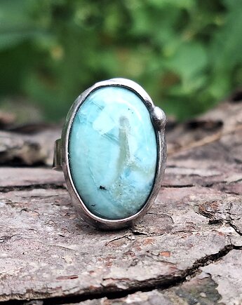 Larimar - pierścionek regulowany, po drugiej stronie lustra