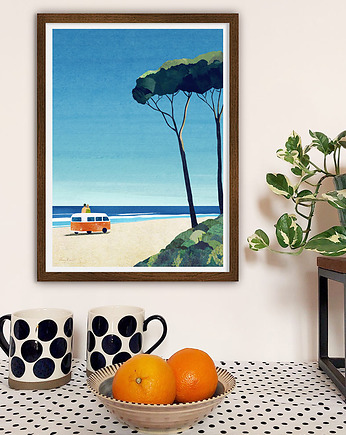 Nad morskim brzegiem - Wyprawa kamperem - plakat fine art, minimalmill