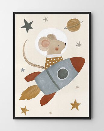 Myszka w kosmosie - plakat dziecięcy, HOG STUDIO
