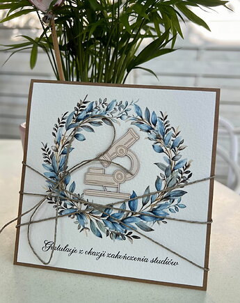 Ręcznie robiona kartka gratulacje z okazji zakończenia studiów życzenia