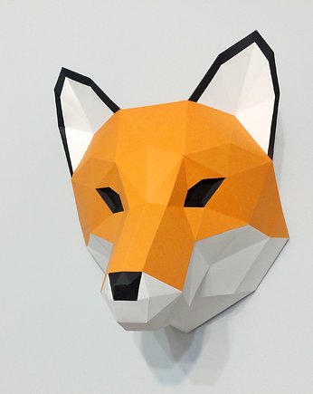 Lis Fox głowa origami na ścianę papier trofeum, Papersign