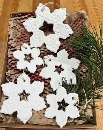 Zestaw porcelanowych gwiazdek na choinkę, PIEGO Ceramika