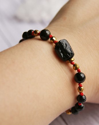 OCHRONNA bransoletka - turmalin, obsydian, kwarc, kaktusia