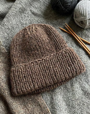 Czapka DARLA - Nugat - Handmade - Merino, alpaka, jedwab, cisza kolektyw